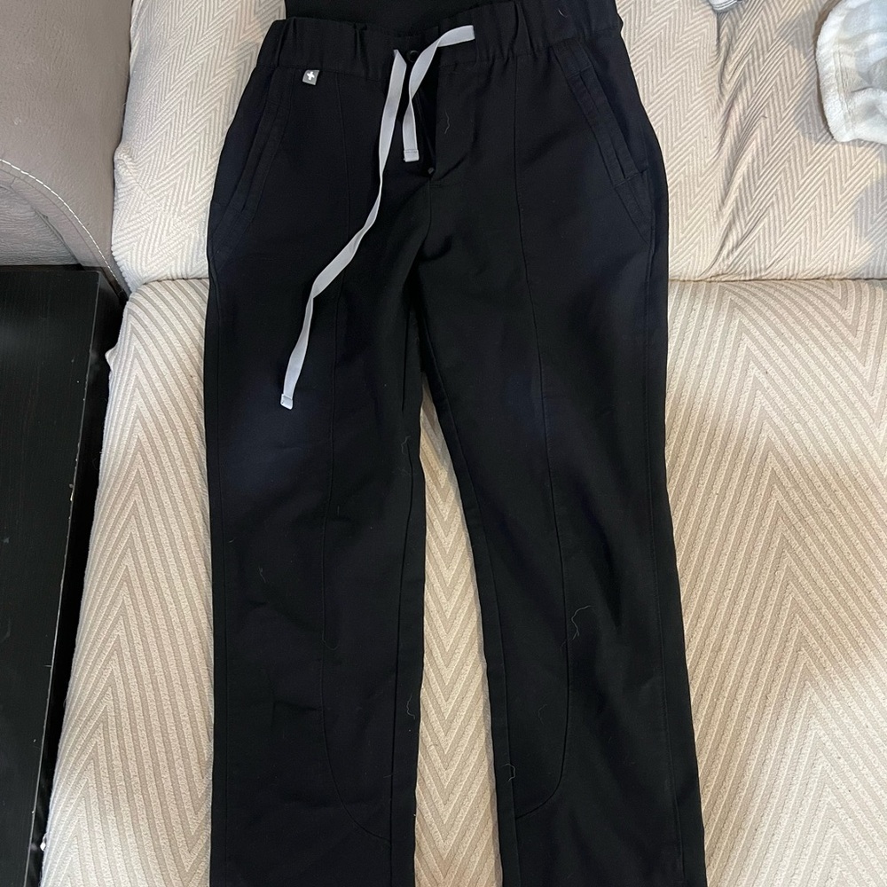 Figs Black Scrub Bottoms with Drawstring Waist